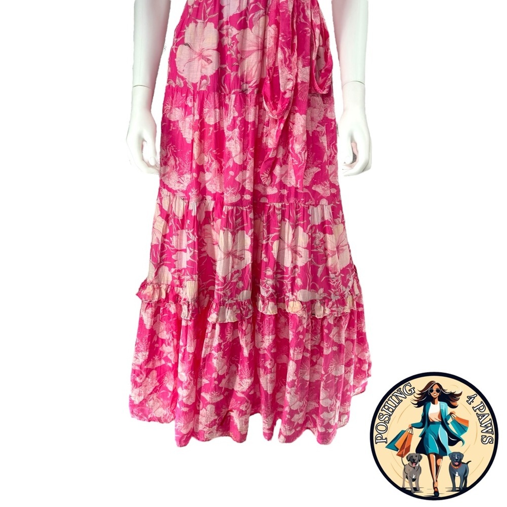 LoveShackFancy | NEW Karalie Silk Blend Maxi Dress in Holiday Sun Fuchsia Size 2 - Picture 7 of 13